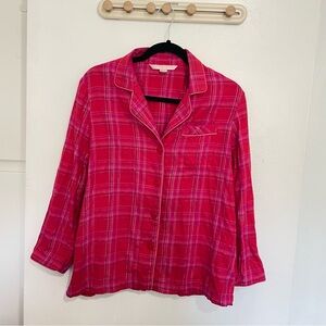 Victoria’s Secret pink plaid button up shirt